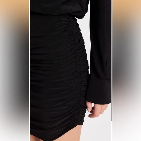 Norma Kamali Women's Boyfriend Shirt Shirred Skirt Dress Black Size Small - Picture 2 of 10